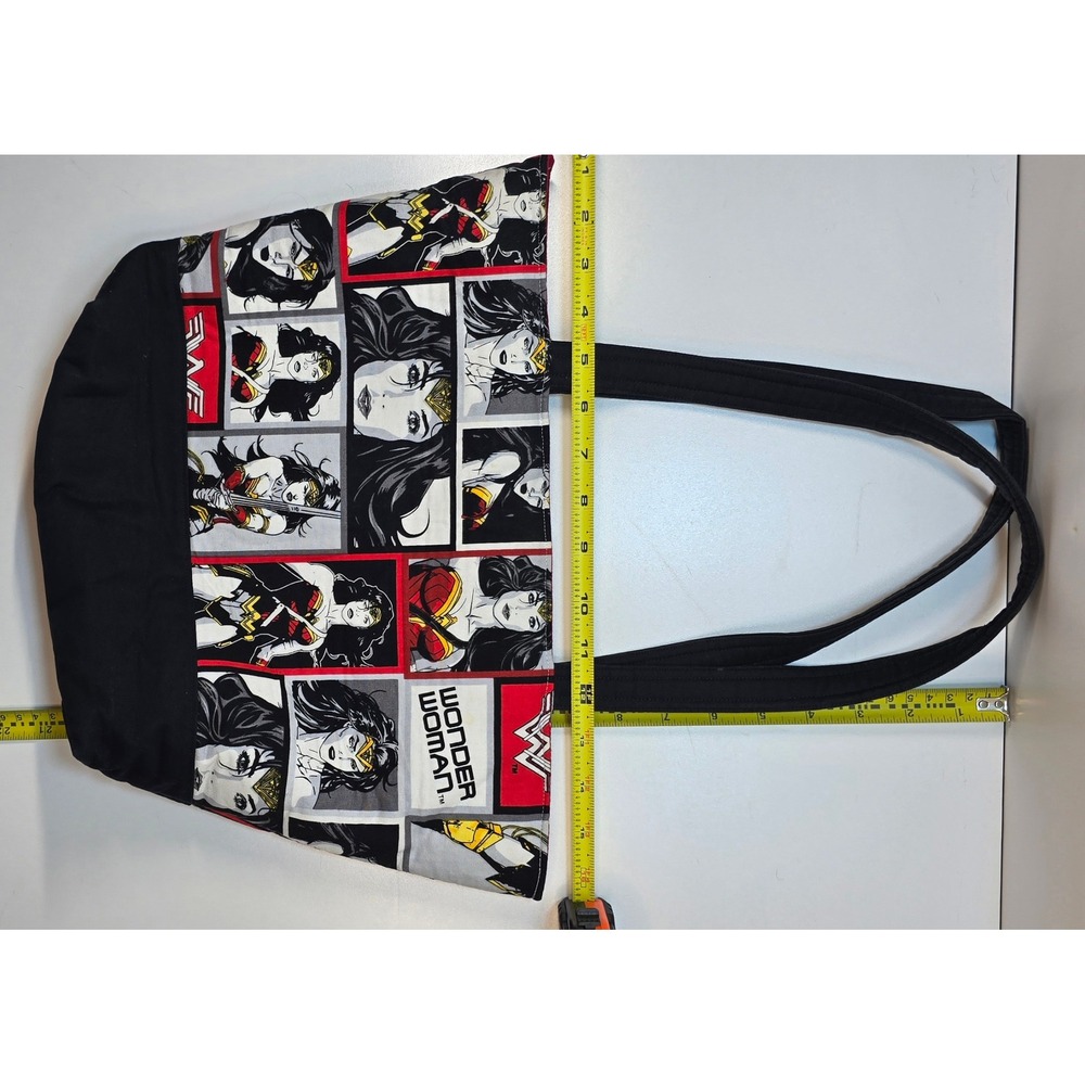 Wonder Woman Comic Panel Handmade Zipper Tote Bag DC Comics Superhero Red Black - Picture 6 of 14